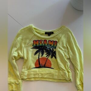 Yellow Miami Graphic Cropped Sweatshirt